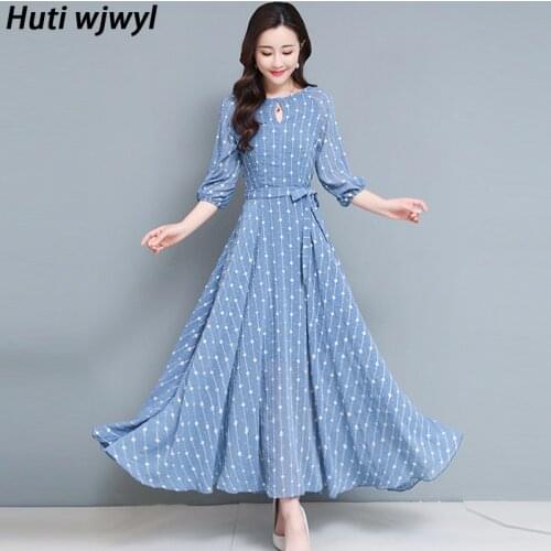 Spring Autumn Oversize Vintage Boho Dress Floral Chiffon Casual Beach Dress 2021 Elegant Women Bodycon Party Black Maxi Vestidos