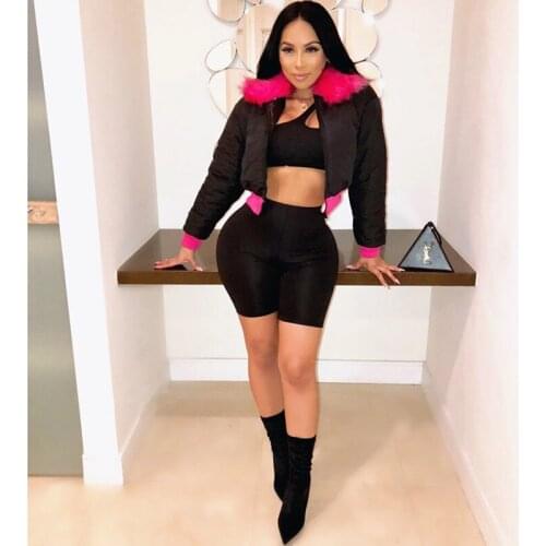 Womens Fashion Winter Down Velvet Cotton Jacket