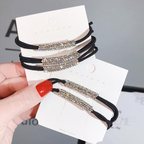 2021 Fashion Hair tie Korea Headwear girl rhinestone elastic Rubber Bands Hair bands for women ponytail hair band Hair accessory