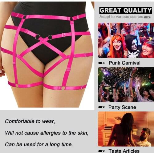 Fat Female Plus Size Goth Waist To Leg Bondage Straps Lingerie Garter Belt Stockings Body Buttocks Harness Bodysuit Bdsm Fetish