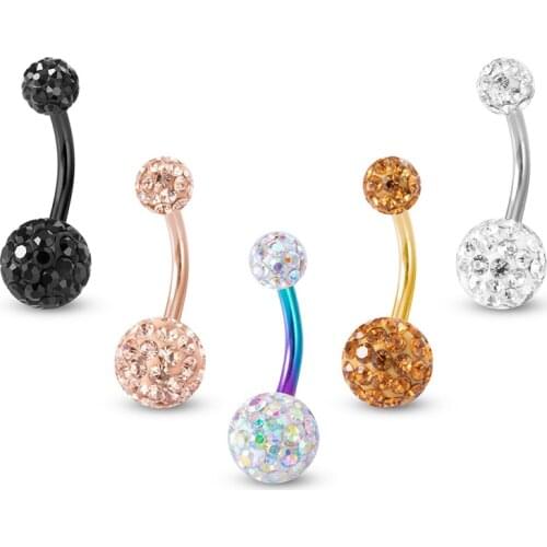 1pc Bling Navel Piercing Belly Button Rings Bar Crystal Zircon Round Ombligo Party Stud Barbell for Woman Sexy Body Jewelry 14G