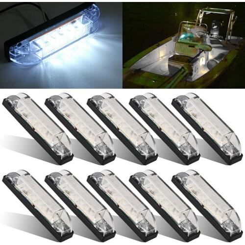 10PCS White Boat Light Navigation LED Lighting Waterproof Marine Utility Strip Bar Side Marker Light