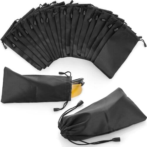 10Pcs Waterproof Sunglasses Black Bag Drawstring Microfiber Dust Proof Pouch Pocket Glasses Carry Bag Portable Eyewear Container