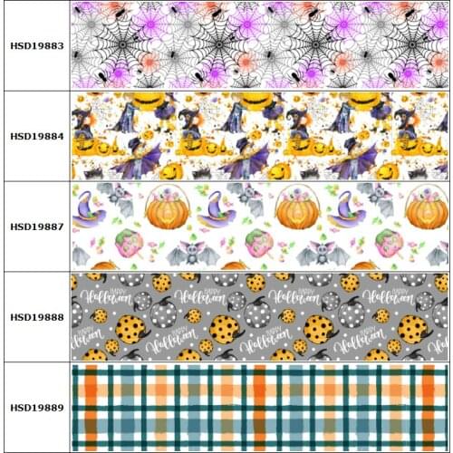 10yard Halloween Skull Flower Mexico Cartoon Grosgrain Ribbon Accessory Hairbow Headwear Decoration DIY Wholesale OEM 38MM 75MM