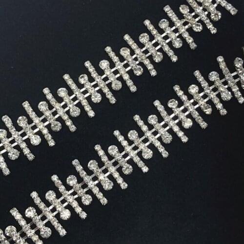 10Yards New Style Wedding Dress Rhinestone Trim Crystal Trimming DIY Motif Bridal Prom Sparkly