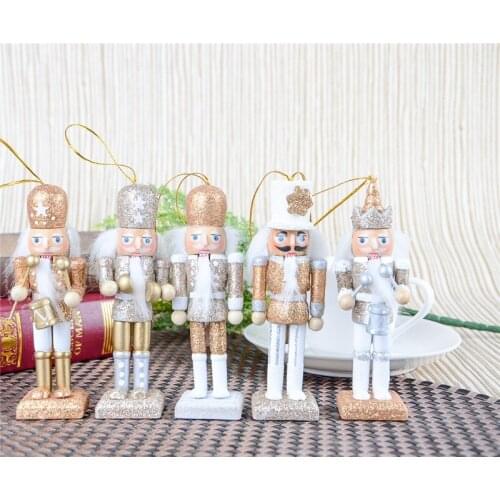 12cm Nutcracker Puppet Golden King Soldier Christmas Decoration Toy Desktop Doll Child Christmas Pendant Gift Toy ht150