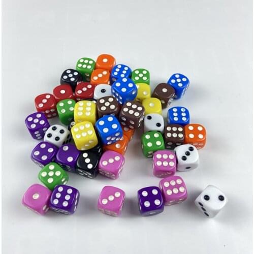Drinking Dice Acrylic 100/200Pcs/Lot 16mm Round Corner Hexahedron Dice Party Playing Game RPG Dice Club/Party/Family Board Games