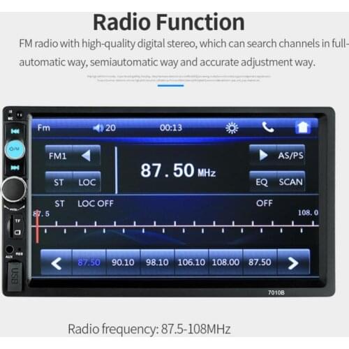 HEVXM 7010B 2DIN Car Radio Bluetooth 7 Inch HD Stereo Media USB MP5 Player