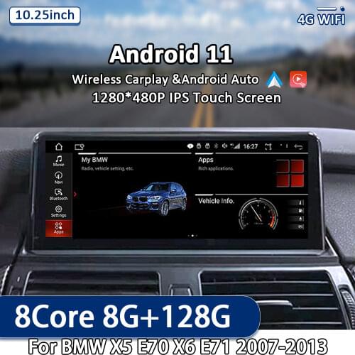10.25" Android 10 6G+128G carplay for BMW X5 E70/X6 E71 CCC/CIC 2008-2013 Video radio mult-media Player GPS Wifi