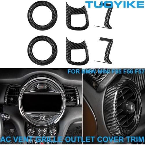 Car Real Dry Carbon Fiber AC Air Conditioner Vent Grille Outlet Frame Cover Trim Sticker For BMW Mini Cooper F55 F56 F57 2015-Up