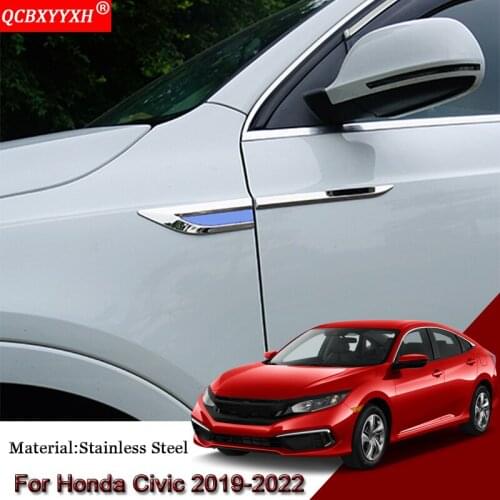 Car Styling Car Side Leaf Plate Decoration Sequins Leaf Board Side Label Stickers Auto Accessories Fit For Honda Civic 2019-2022