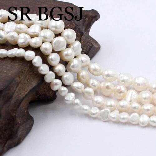 Free Shipping 4-5mm 6-7mm 8-9mm White Natural Freshwater BAROQUE Pearl Loose Handwork DIY Smart Jewelry Spacer Beads 14"