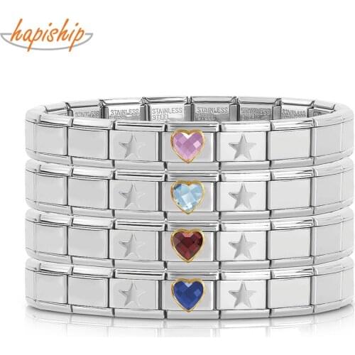 Hapiship 2021 New Girls Fashion Sweet Romantic Heart Star Charm Links Bracelet Birthday Gift Bangle For Women Men Jewelry G169