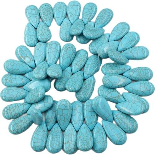 APDGG Smooth Water drop Blue Turquoise Side hole Top-drilled Loose Beads 16" Strands For Necklace Bracelet Jewelry Making DIY