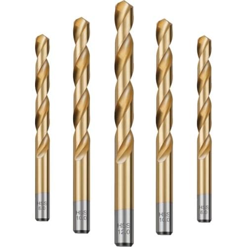 HSS High Speed Steel Titanium-plated Bit Straight Handle Twist Bit Metal Woodworking Plastic Bit 6.0mm - 12mm