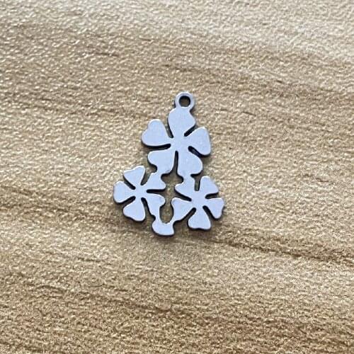 6Pcs 10-20mm 50types 100% Stainless Steel Flowers Jewelry Diy Making Handmade Double Pattern Snowflakes Mix Charms Pendant Make