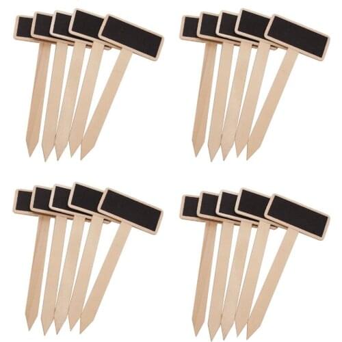 20PCS Mini Wooden Chalkboard Plant Markers Creative Blackboard Signs Garden Flowers and Plants Tags Garden Decoration Tools