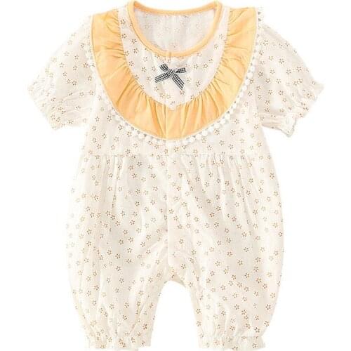 Baby summer thin fashion trendy romper cute boy girl baby print short-sleeved one-piece foreign-style outing romper