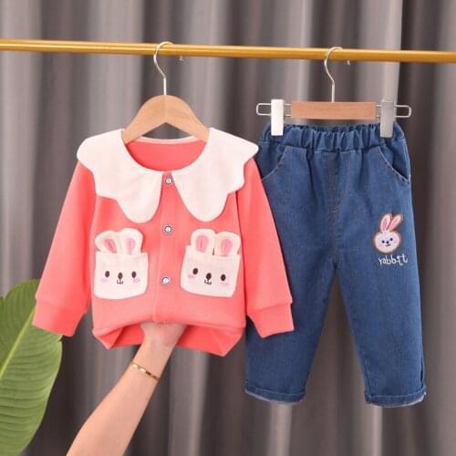 DIIMUU Fashion Girls Clothing Sets 2pcs Casual Cotton Long Sleeve Autumn Outfits Suits Children Tops Shirts Cartoon Pants 1-4T