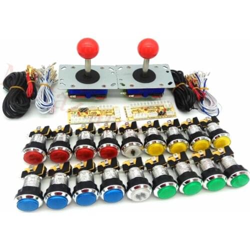 DIY Arcade Bundles kit With ZIPPYY Joystick and Chrome led Push buttons 2Player diy zero delay USB To PC Raspberry Pi game kit