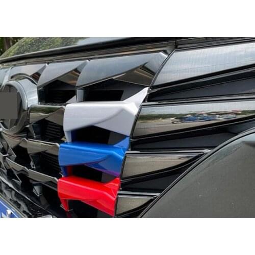 For Hyundai Tucson NX4 2021 2022 Three Color M Net Front Center Grill Grille Cover Trim Strips Stickers Car Styling Accessories