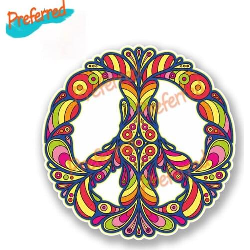 Fuzhen Boutique Decals Exterior Accessories Peace Symbol Sticker Car Hippy Laptop Flower Graffiti Helmet Bumper Laptop Decal