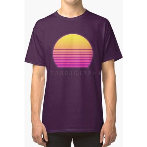 Synthwave Sun T - Shirt Sun Outrun Aesthetic Retro 80s Eighties Techno Kavinsky Retrowave
