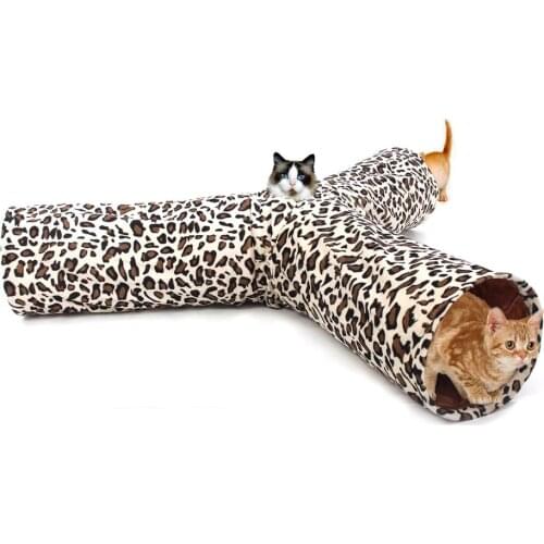 Cat Toy Leopard Print Crinkly 3 Ways Pet Cat Tunnel Kitten Puppy Play Toy Rabbit Toys Products For Animals