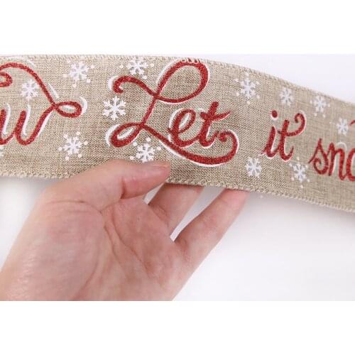 10m*6.3cm "Let It Snow" Ribbon Christmas Ribbons Christmas Decoration For Home Christmas Tree Sackcloth DIY Ribbon Decor