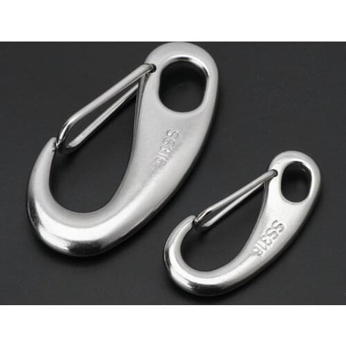 Boat Marine Stainless Steel Egg Shape Spring Snap Hook Clip Quick Link Carabiner