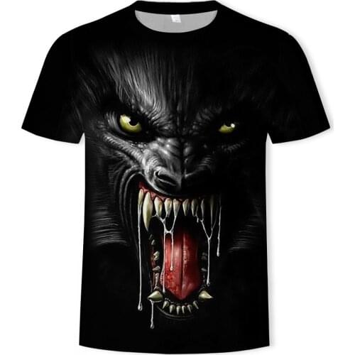3D printing fashion T-shirt mens wolf hip-hop street clothing loose comfortable fabric O-neck various fox and wolf mens clothi