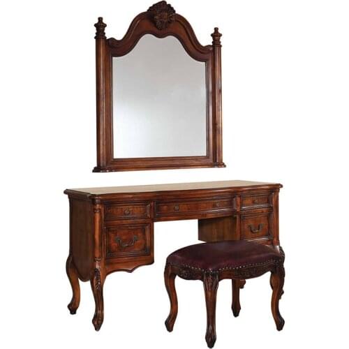 Brown wooden Color Vanity Makeup Dresser Table Set With Mirror Zestaw do komody z lustrem GH06
