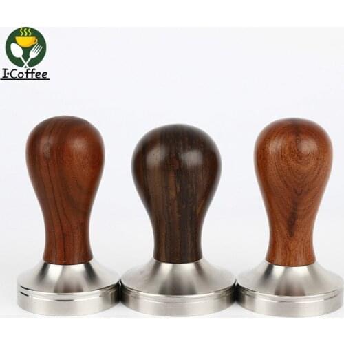Stainless Steel Food Grade 51/53/58mm Coffee Tamper Wooden Handle Barista Espresso maker Grinder Handmade High Quality Hot Sale