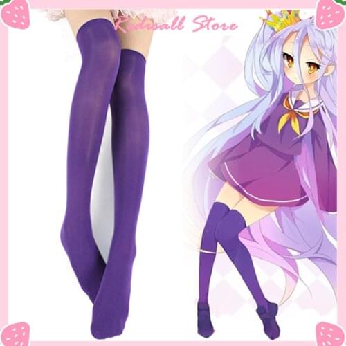 No Game No Life Shiro Dark Purple Socks Female Stockings Girls Cute Sweet Cosplay Costumes New Adult For Costume Halloween