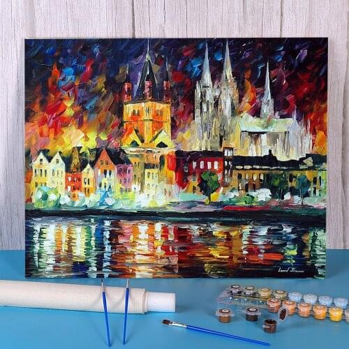 Night In Cologne Paint By Numbers Set Acrylic Paints 40*50 Paiting By Numbers Decorative Paintings Children Handicraft Art