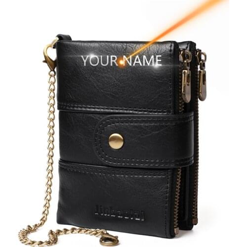 2021 New Men Wallets Name Customized High Quality Short Card Holder Male Purse Name Engraving Coin Holder Wallets For Boy