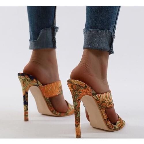 Summer Women Fashion Pointed Toe Stilettos Heels Slippers Retro Sexy New Mesh Consice Size 34-43