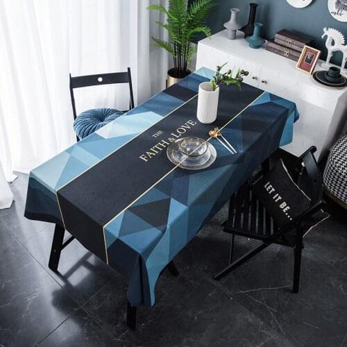 Nordic Polyester Table Cloth Geometric English Letters Print Rectangle Table Cover Dustproof High Quality Use for Home Outdoor