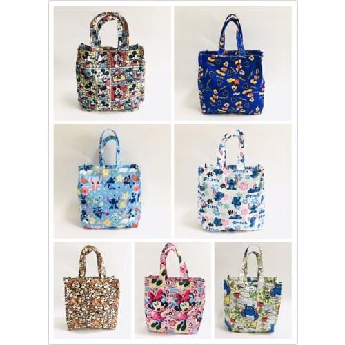 Disney Mickey Minnie Stitch Anime Figures Cartoon Product Cosplay Accessories Storage Lunch Bag Unisex Gift