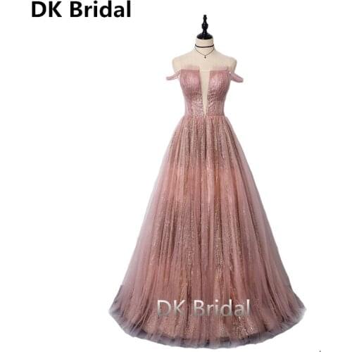 2019 New Arrival Shiny Sequined Evening Dresses Deep V-Neck Sleeveless Simple Evening Gowns Long Party Dresses robe de soiree