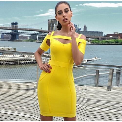 Hot Cut Out Short Sleeve Spaghetti Strap Slash Neck Double Zipper Bandage Mini Party Dress