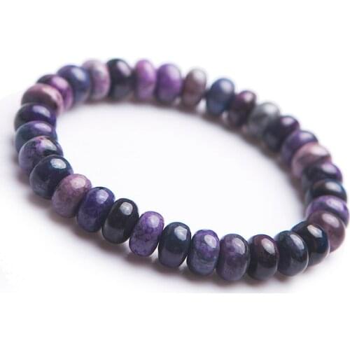 South African Natural Purple Sugilite Bracelets Women Femme Stretch Healing Crystal Gems Abacus Bead Natural Stone Bracelet