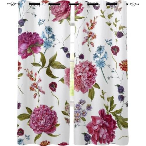 Peony Blackberry Room Curtains Large Window Window Curtains Dark Living Room Bathroom Bedroom Fabric Print Kids Window Curtain
