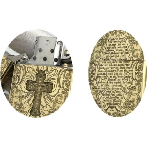 ZORRO 3D Jesus cross pure copper Deep carved Kerosene gasoline petroleum oil Cigarette lighter holiday Gift(Handmade 4 to 7 day)