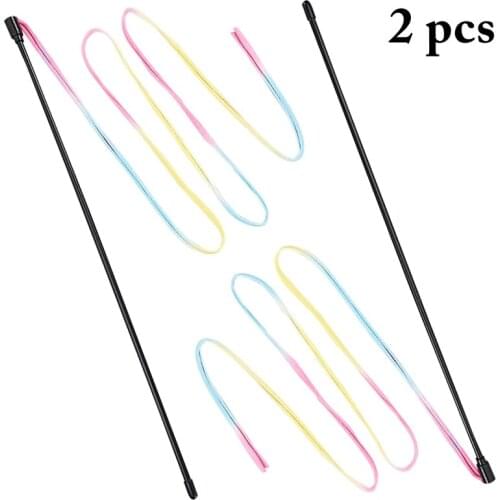 2pcs Cat Toy Cat Teaser Ribbon Interactive Pet Wand Toy Pet Kitten Teaser for Cat Catcher Teaser Stick Cat Interactive Toys