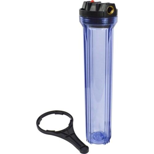 20" Clear Water Filter Housing 3/4" Brass Ports, Transparent Bowl, hold all 20"x2.5" Standard Water Filters,include wrench