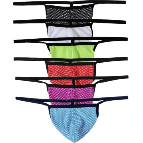 4PCS/Set Sexy Mens Thongs G-string Underwear T-back Thongs Gay Jockstrap Bikini Underpants Sissy Lingerie Panties Bulge Pouch