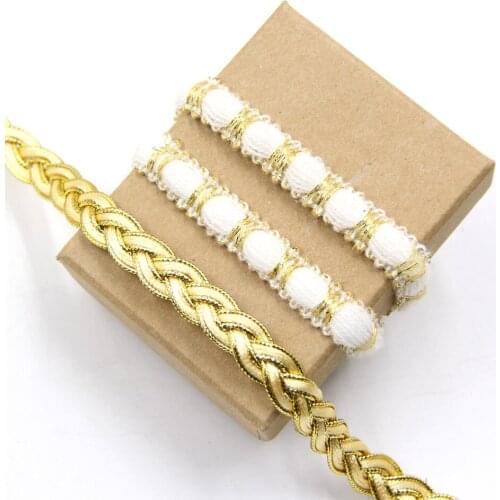 5Yards Gold&Black&White Lace Ribbon Braided Net Lace Trim Fabric For Sewing Accessories Wedding Party Supplies DIY Decoration