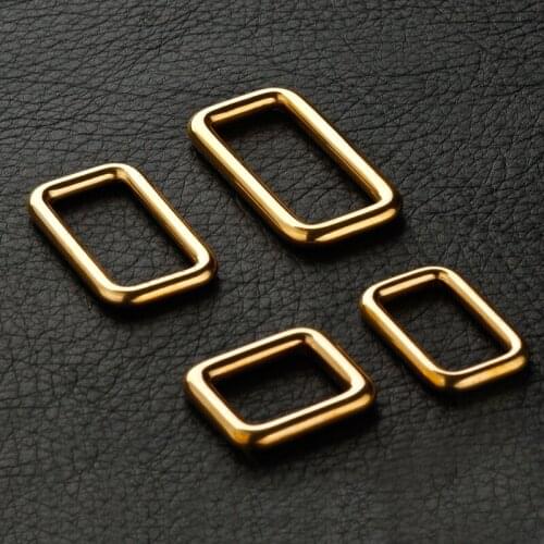 6pcs/lot designer leather craft solid brass rectangle no open end ring bag belt metal hardware