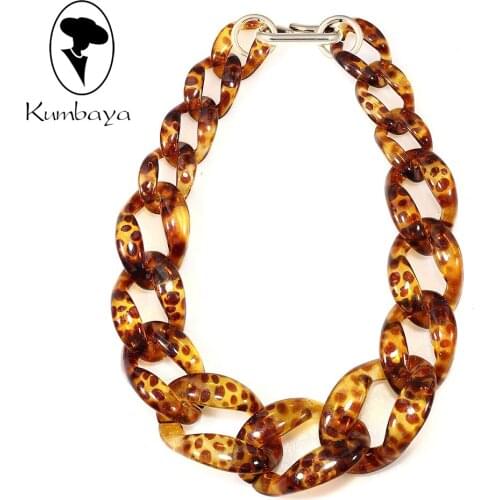 Leopard Exaggeration Acrylic Necklace Twist Strand Neck Short Chains Women Jewelry DIY Collares Chokers Statements N15830-15831